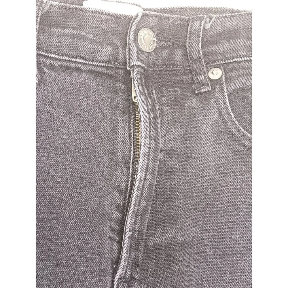 Everlane The Way High Jean Organic Cotton Sz 25 Cropped Black Denim Straight Leg